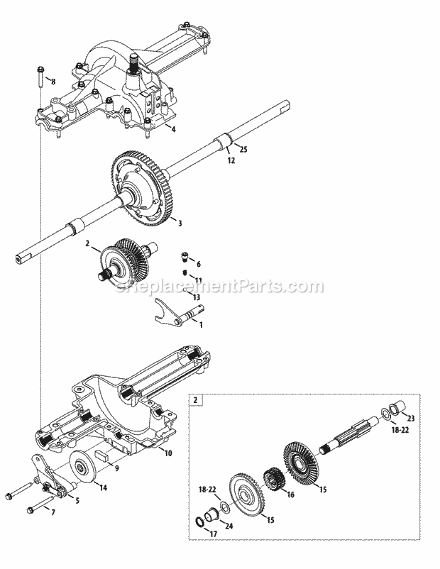 Transmission Diagram and Parts List for LTX1040 (13AX90AS056, 13WX90AS009, 13WX90AS010, 13WX90) (2014) Cub Cadet Lawn Tractor